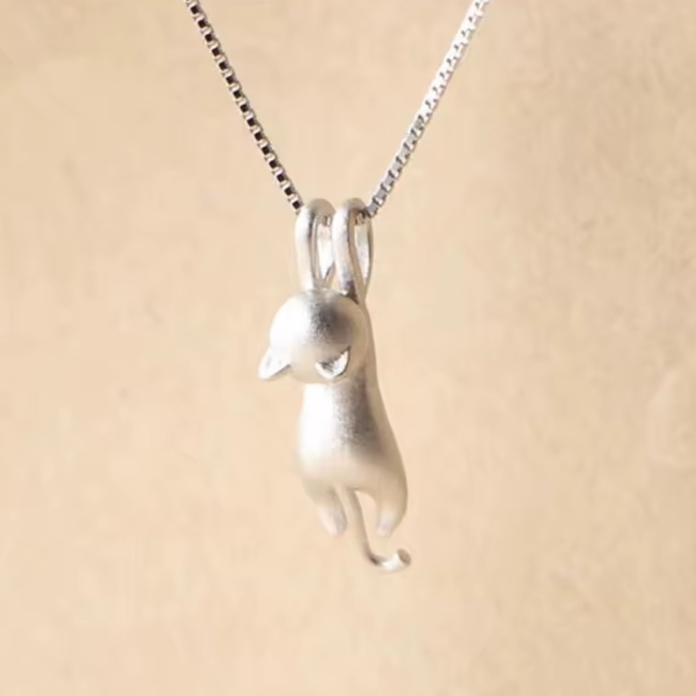Silver Cat Pendant Necklace